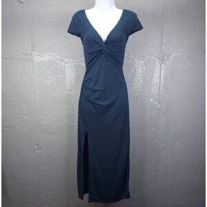 Cinq à Sept Formal Maxi Dress Women's Sz 0 Blue Lucca Cap Sleeve V-Neck Gown NEW